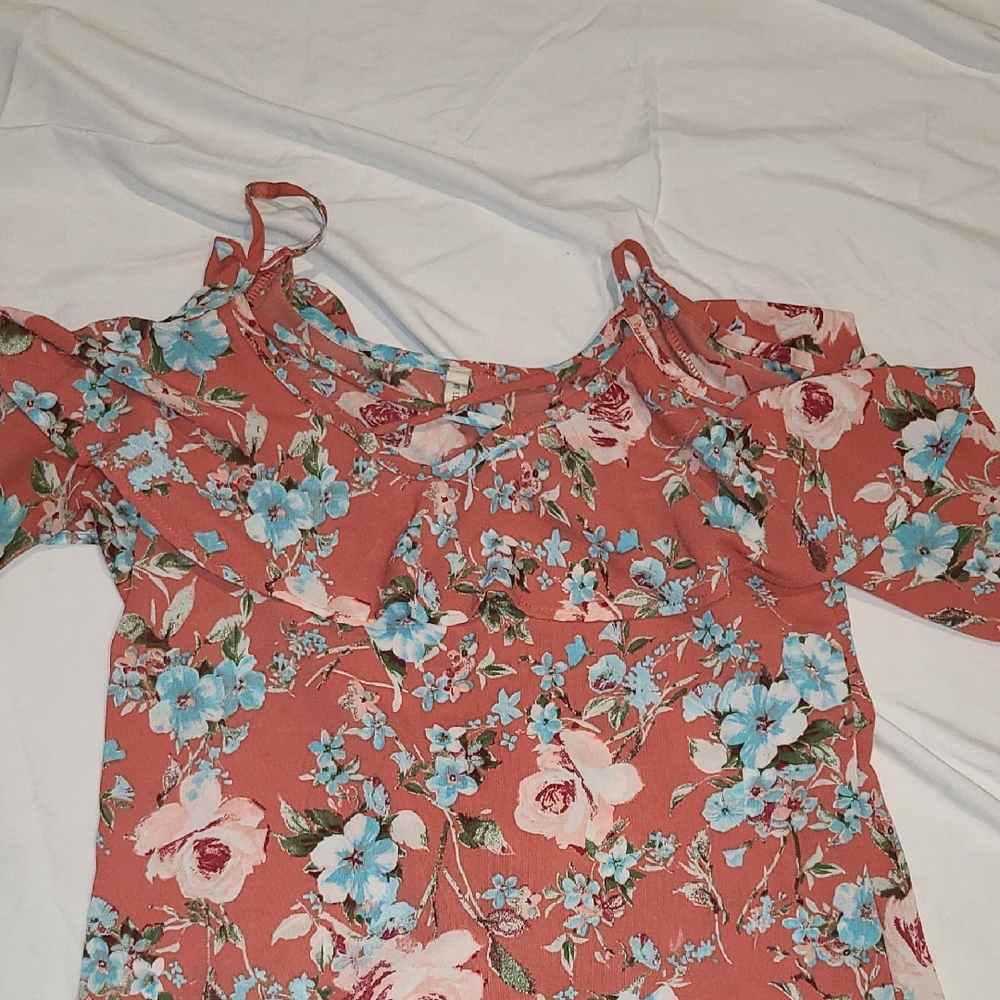 My Beloved Floral Ruffle Blouse - Pink and Blue